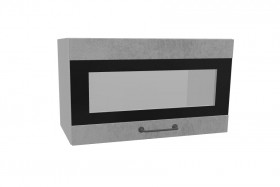 Лофт ПГСФ 600 шкаф верхний горизонтальный со стеклом и фотопечатью (Бетон светлый/корпус Серый) в Красном Яре - krasnyj-yar.katalogmebeli.com | фото