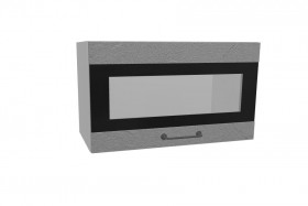 Лофт ПГСФ 600 шкаф верхний горизонтальный со стеклом и фотопечатью (Штукатурка серая/корпус Серый) в Красном Яре - krasnyj-yar.katalogmebeli.com | фото