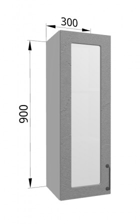 Лофт ВПС 300 шкаф верхний со стеклом высокий (Штукатурка серая/корпус Серый) в Красном Яре - krasnyj-yar.katalogmebeli.com | фото