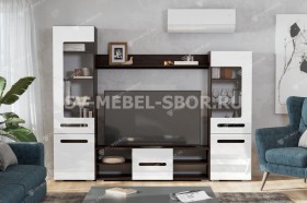 Мебель для гостиной МГС 6 (Исполнение 1/Венге/Белый глянец) в Красном Яре - krasnyj-yar.katalogmebeli.com | фото