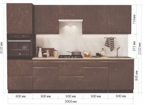 Модульная кухня Бруклин 3 м (Бетон коричневый) в Красном Яре - krasnyj-yar.katalogmebeli.com | фото 14