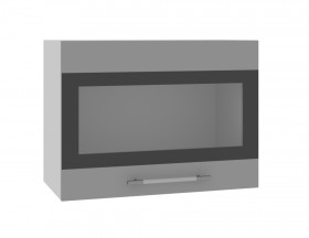 Ройс ВПГСФ 600 Шкаф верхний горизонтальный со стеклом с фотопечатью высокий (Ваниль софт/корпус Серый) в Красном Яре - krasnyj-yar.katalogmebeli.com | фото