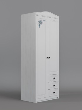 Шкаф 2-х створчатый с ящиками Бэлла (Выбеленное дерево/Белый) в Красном Яре - krasnyj-yar.katalogmebeli.com | фото 1