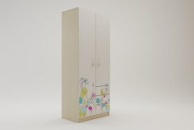 Шкаф 2-х створчатый с ящиками Флёр (Белый/корпус Клен) в Красном Яре - krasnyj-yar.katalogmebeli.com | фото