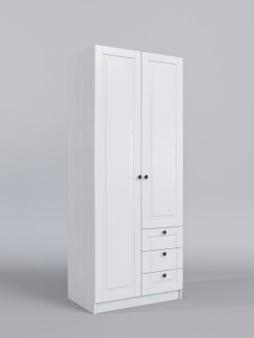 Шкаф 2-х створчатый с ящиками Классика (Белый/корпус Выбеленное дерево) в Красном Яре - krasnyj-yar.katalogmebeli.com | фото