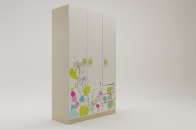 Шкаф 3-х створчатый с ящиками Флёр (Белый/корпус Клен) в Красном Яре - krasnyj-yar.katalogmebeli.com | фото