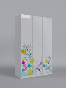 Шкаф 3-х створчатый с ящиками Флёр (Белый/корпус Выбеленное дерево) в Красном Яре - krasnyj-yar.katalogmebeli.com | фото