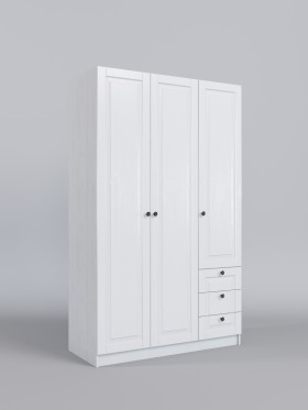 Шкаф 3-х створчатый с ящиками Классика (Белый/корпус Выбеленное дерево) в Красном Яре - krasnyj-yar.katalogmebeli.com | фото