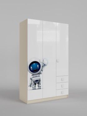 Шкаф 3-х створчатый с ящиками Санни (Белый/корпус Клен) в Красном Яре - krasnyj-yar.katalogmebeli.com | фото