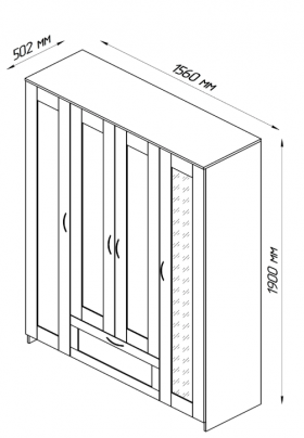 Шкаф четырехдверный Сириус с 1 зеркалом и 1 ящиком белый в Красном Яре - krasnyj-yar.katalogmebeli.com | фото 3