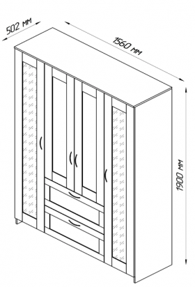 Шкаф четырехдверный Сириус с 1 зеркалом и 2 ящиками белый в Красном Яре - krasnyj-yar.katalogmebeli.com | фото 2