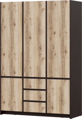 Модульная система "Прага" Шкаф для одежды трехстворчатый Дуб Венге/Дуб Делано в Красном Яре - krasnyj-yar.katalogmebeli.com | фото
