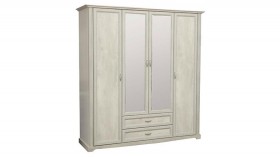 Шкаф для одежды "Сохо" (бетон пайн белый/2 ящика/зеркало) в Красном Яре - krasnyj-yar.katalogmebeli.com | фото