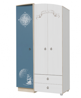 Шкаф для одежды Бриз 1200 Дуб ривьера/ Рамух белый/синий в Красном Яре - krasnyj-yar.katalogmebeli.com | фото