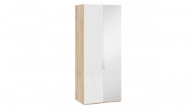 Шкаф для одежды с 1 глухой и 1 зеркальной дверями правый «Эмбер» Яблоня Беллуно/Белый глянец в Красном Яре - krasnyj-yar.katalogmebeli.com | фото