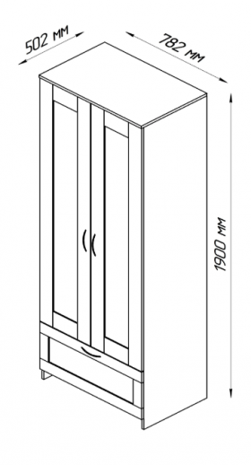 Шкаф двухдверный Сириус с 1 ящиком белый в Красном Яре - krasnyj-yar.katalogmebeli.com | фото 2