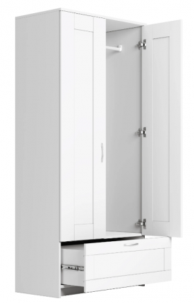 Шкаф двухдверный Сириус с 1 ящиком белый в Красном Яре - krasnyj-yar.katalogmebeli.com | фото 3