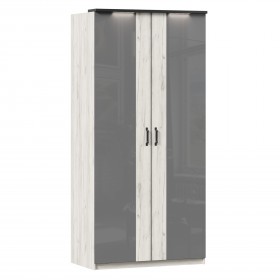 Техно ЛД 678.130.000.007 Шкаф 2-хстворчатый с комбинированными дверями (Дуб Крафт белый/Серый шифер) в Красном Яре - krasnyj-yar.katalogmebeli.com | фото