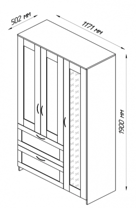 Шкаф трехдверный Сириус с зеркалом и 2 ящиками дуб венге в Красном Яре - krasnyj-yar.katalogmebeli.com | фото 2