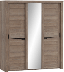 Шкаф трехдверный Соренто с раздвижными дверями Дуб стирлинг/Кофе структурный матовый в Красном Яре - krasnyj-yar.katalogmebeli.com | фото